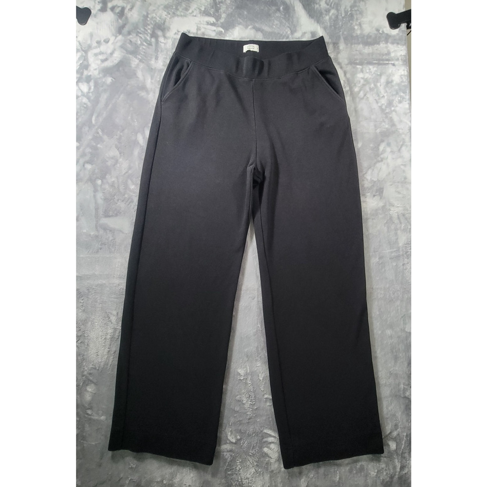 AYR Womens XL Black Pima Cotton Modal Stretch Wide Leg Pullon Trousers Pants